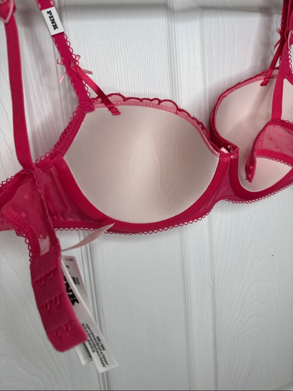 Victoria's Secret Hot Pink Heart Lace Balconette Bra NWT Sz 36B - Picture 6 of 7